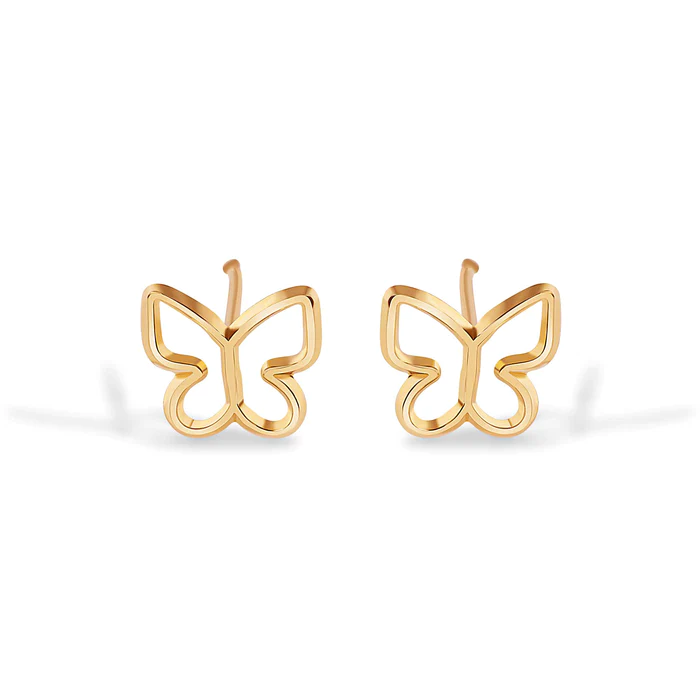14K Silhouette Butterfly Screw Back Earrings