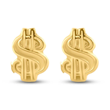 14K Yellow Dollar Sign Screw Back Earrings