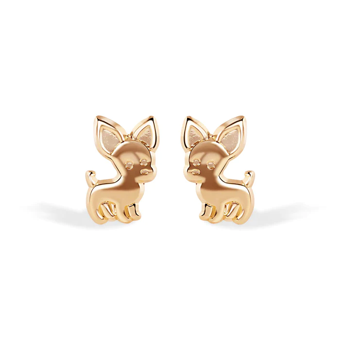 14K Chihuahua Screw Back Earrings