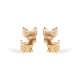 14K Chihuahua Screw Back Earrings