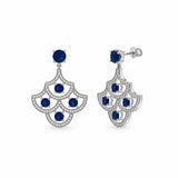 Sterling Silver Rhodium Plated Blue Sapphire September Birthstone CZ Chandelier Dangle Earrings