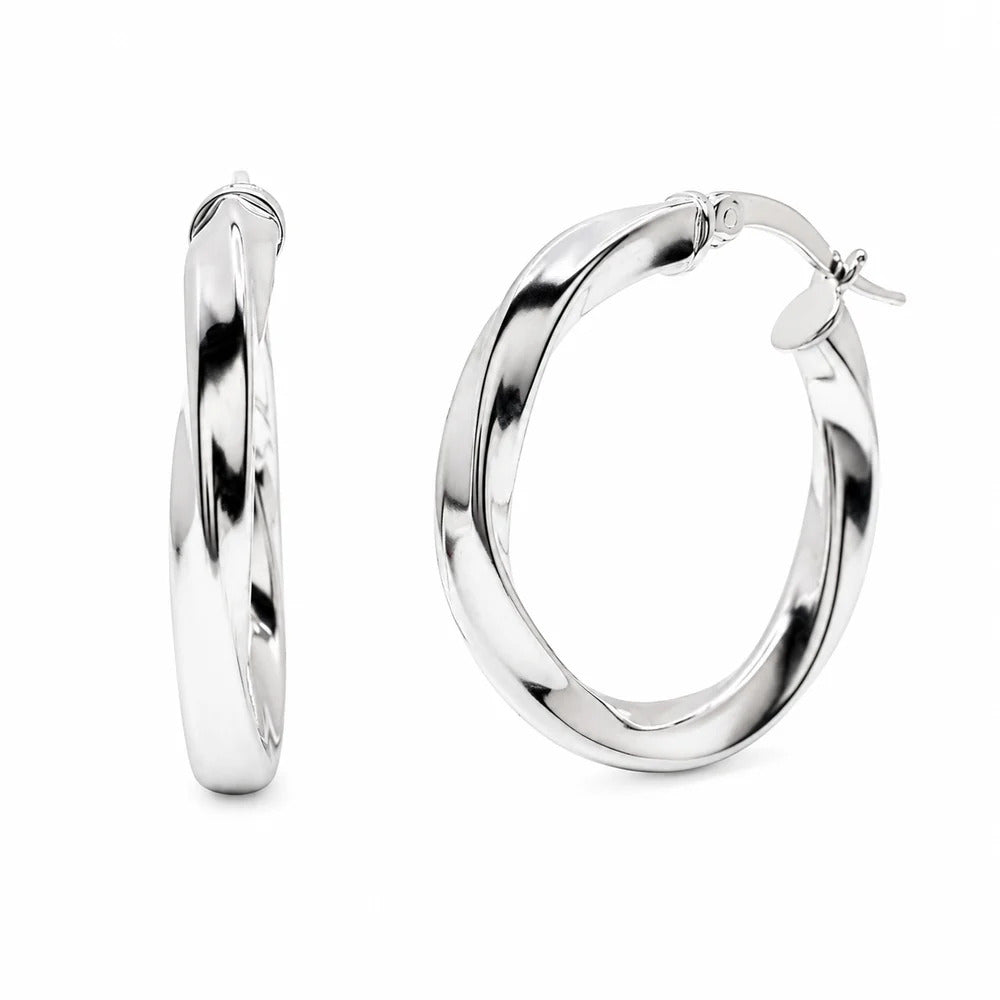 Sterling Silver Twisted Hoop Earrings