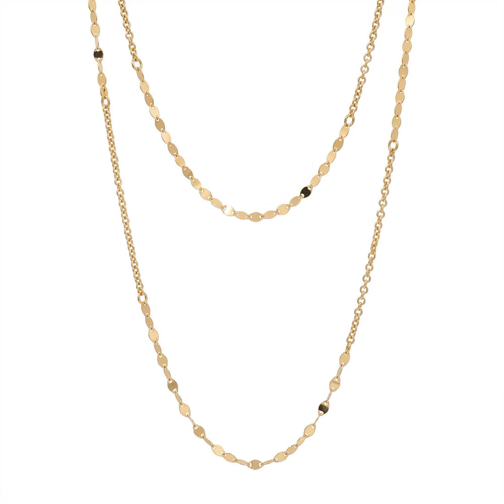 Sterling Silver Gold Plated Rolo And Vale Link Layered Necklace