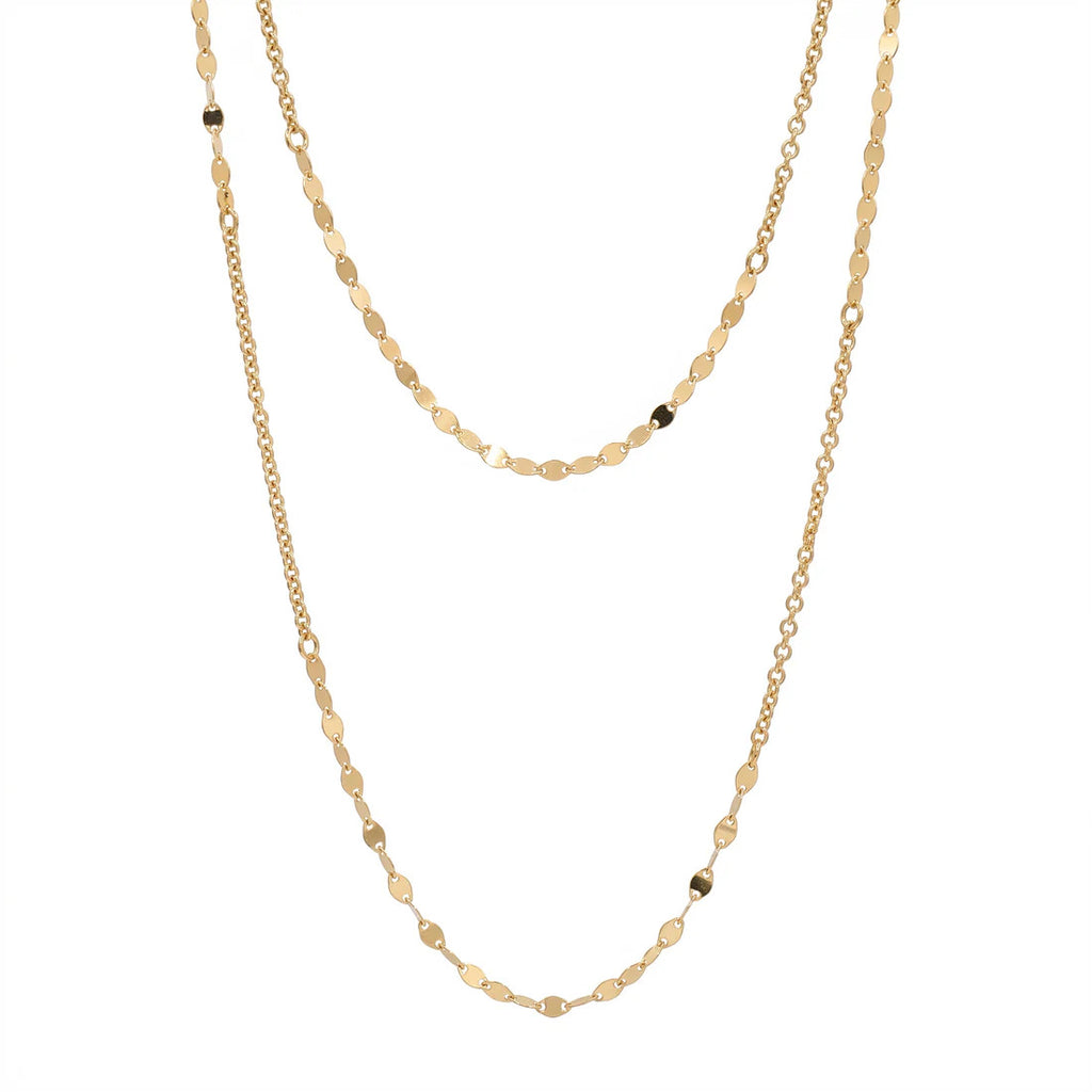 Sterling Silver Gold Plated Rolo And Vale Link Layered Necklace