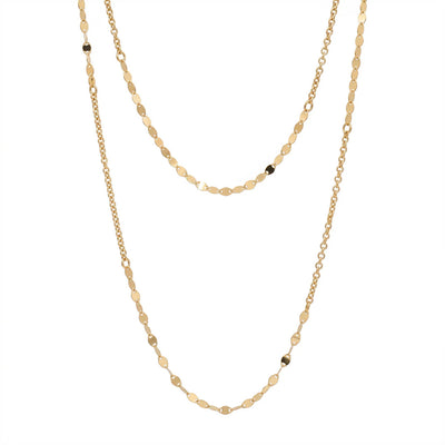 Sterling Silver Gold Plated Rolo And Vale Link Layered Necklace