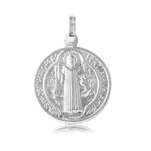 Load image into Gallery viewer, Sterling Silver High Polished Saint Benedict Medallion Pendant