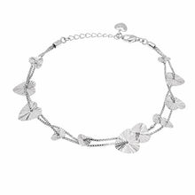 Load image into Gallery viewer, Sterling Silver Rhodium Plated Multi Strand Sunburst Hear Charm Bracelet