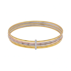 Sterling Silver Three Tone Diamond Cut Stackable Seminario Bangle Bracelet