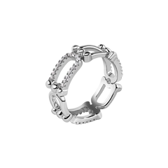 Sterling Silver Bow Paperclip Clear CZ Ring