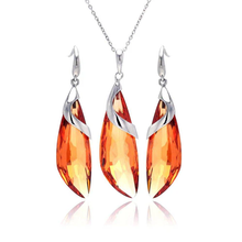 Load image into Gallery viewer, Sterling Silver Rhodium Plated Champagne Drop CZ Hook Earring And Necklace Set