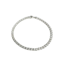 Load image into Gallery viewer, Sterling Silver Rhodium Plated 3.5mm Tennis Clear Asscher CZ Bracelet
