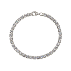 Sterling Silver Tennis Square Clear CZ Bracelet