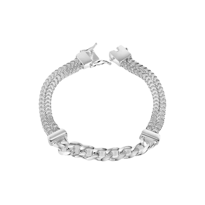 Sterling Silver Two Strand Hollow Franco Lock Box Bracelet