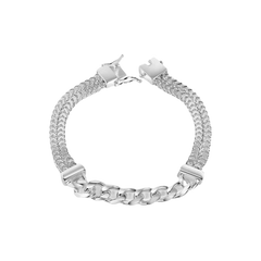 Sterling Silver Two Strand Hollow Franco Lock Box Bracelet