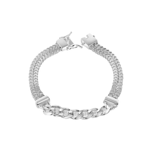 Load image into Gallery viewer, Sterling Silver Two Strand Hollow Franco Curb Center 7mm Bracelet
