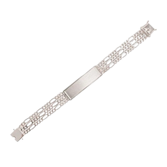 Sterling Silver Anti Tarnish Non Plated Box Lock Three Figaro Textured Bracelet