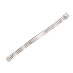 Sterling Silver Three Strand Curb 12mm Textured ID Bracelet