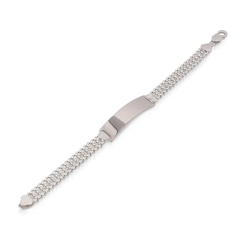 Sterling Silver Anti Tarnish Non Plated Double Curb ID Bracelet