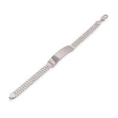 Sterling Silver Anti Tarnish Non Plated Double Curb ID Bracelet