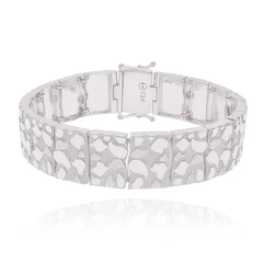 Sterling Silver Anti Tarnish Non Plated Clustered Nugget 15.9mm Bracelet