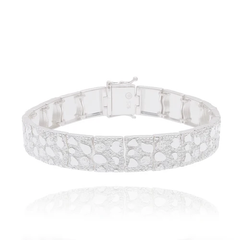 Sterling Silver Anti Tarnish Non Plated Clustered Nugget Bracelet