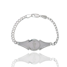 Load image into Gallery viewer, Sterling Silver Saint Jude Diamond Cut Curb Bracelet