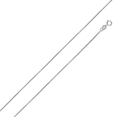 Italian Sterling Silver Rhodium Plated 8 sided D/C Snake Chain 015- 0.7 mm with Spring Clasp Closure