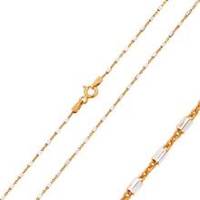 Load image into Gallery viewer, Italian Sterling Silver Rose Gold Plated 2 Toned Diamond Cut Tube Link Chain 030-1.3 mm with Spring Clasp Closure