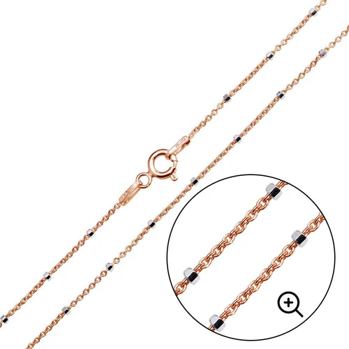 Sterling Silver Rose Gold Plated Diamond Cut 1.4mm Beaded Chains
