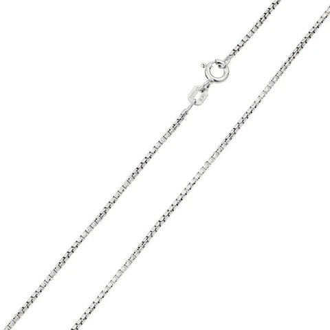 Pack of 6 Italian Sterling Silver Rhodium Plated Round Diamond Cut  Box Chain 024- 1.2 mm with Spring Clasp Closure