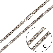 Load image into Gallery viewer, Sterling Silver Rhodium Plated 3.9mm Diamond Cut Slash Round Box Chains