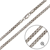 Sterling Silver Rhodium Plated 3.9mm Diamond Cut Slash Round Box Chains