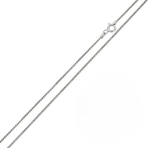 Pack of 6 Italian Sterling Silver Rhodium Plated Round Box Chain 015- 0.65 mm with Lobster Clasp Closure