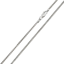 Load image into Gallery viewer, Italian Sterling Silver Rhodium Plated Round Box Chain 050- 2.6 mm with Lobster Clasp Closure