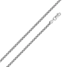 Load image into Gallery viewer, Italian Sterling Silver Rhodium Plated Round Box Chain 2.9 mm with Lobster Clasp Closure