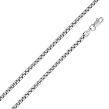 Load image into Gallery viewer, Italian Sterling Silver Rhodium Plated Round Box Chain 3.8 mm with Lobster Clasp Closure