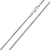 Italian Sterling Silver Rhodium Plated Round Box Chain 060- 3.3 mm with Lobster Clasp Closure