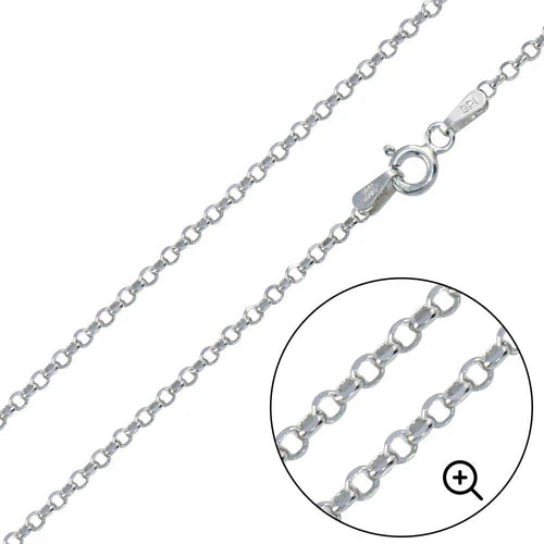 Italian Sterling Silver Rhodium Plated Diamond Cut Rolo Flat Chain 020-1.3 MM with Spring Clasp Closure