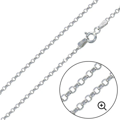 Italian Sterling Silver Rhodium Plated Diamond Cut Rolo Flat Chain 020-1.3 MM with Spring Clasp Closure