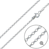 Italian Sterling Silver Rhodium Plated Diamond Cut Rolo Flat Chain 020-1.3 MM with Spring Clasp Closure