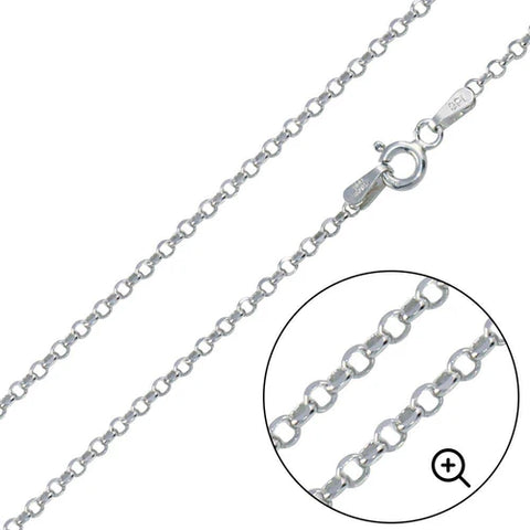 Italian Sterling Silver Rhodium Plated Diamond Cut Rolo Flat Chain 020-1.3 MM with Spring Clasp Closure