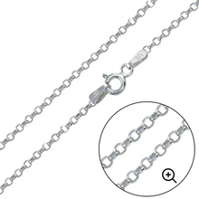 Load image into Gallery viewer, Italian Sterling Silver Rhodium Plated Diamond Cut Rolo Flat Chain 030-2 MM with Spring Clasp Closure