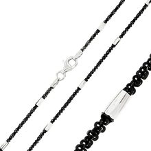 Load image into Gallery viewer, Italian Sterling Silver Black Rhodium Plated Roc Chain with Diamond Cut Tube 030 with Lobster Clasp Closure
