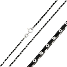 Load image into Gallery viewer, Italian Sterling Silver Black Rhodium Plated 4 sided Snake Chain with White Dots 020-1 mm with Spring Clasp Closure