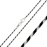Italian Sterling Silver Black Rhodium Plated 8 sided Diamond Cut Snake B/W Chain 020 with Spring Clasp Closure