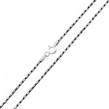 Italian Sterling Silver Black Rhodium Plated Diamond Cut Black and White Tube 2 Brite Chain 030 1.4mm with Spring Clasp Closure