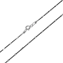 Load image into Gallery viewer, Italian Sterling Silver Black Rhodium Plated Diamond Cut Black and White Tube 2 Link 1.4mm Chain with Spring Clasp Closure