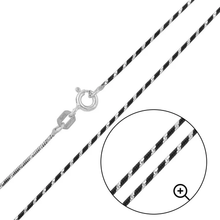 Load image into Gallery viewer, Italian Sterling Silver Black Rhodium Plated Black and White Round Snake Chain 020 0.85mm with Spring Clasp Closure