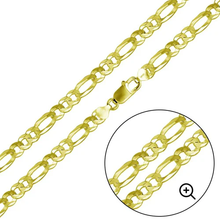 Load image into Gallery viewer, Sterling Silver Gold Plated Super Flat Figaro 200-8.9mm Chain