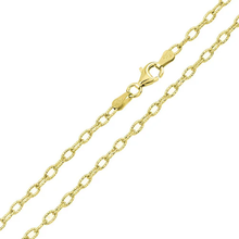 Load image into Gallery viewer, Italian Sterling Silver Gold Plated Wire Oval Loop Chain 080-3.7 MM with Lobster Clasp Closure